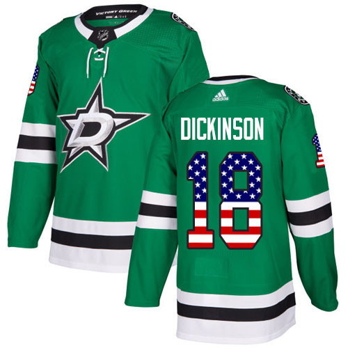 Adidas Dallas Stars #18 Jason Dickinson Green Home Authentic USA Flag Youth Stitched NHL Jersey->youth nhl jersey->Youth Jersey